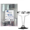 12pk Cocktail Silver Trim Plastic Glasses
