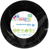 Black Small Reusable Round Plastic Plates 25pk