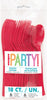 Red Reusable Plastic Cutlery Spoon Fork Knife 18pk