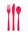 Red Reusable Plastic Cutlery Spoon Fork Knife 18pk