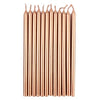 Rose Gold Metallic Slim Candles 120mm with Holders 12pk