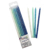 Blues Glitter Slim Candles 120mm with Holders 12pk