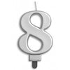 Silver Jumbo Candles "0" -"9"