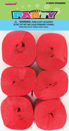 Crepe Streamers 6Pk -Red