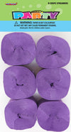 Crepe Streamers 6Pk - Purple