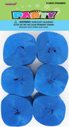 Crepe Streamers 6Pk - Royal Blue