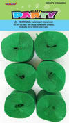 Crepe Streamers 6Pk -Green