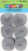 Crepe Streamers 6Pk - Silver