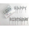 Metallic Silver Happy Birthday Pick Candles