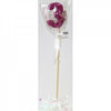 Hot Pink Glitter Long Stick Candles "0"-"9"
