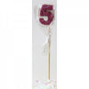Hot Pink Glitter Long Stick Candles "0"-"9"