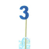 Blue Glitter Long Stick Candles "0"-"9"