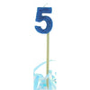 Blue Glitter Long Stick Candles "0"-"9"