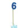 Blue Glitter Long Stick Candles "0"-"9"
