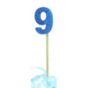 Blue Glitter Long Stick Candles "0"-"9"