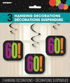 60th Birthday Cheer 3pk Hanging Swirl Decorations