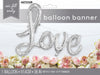 "Love" Silver 91.4cm X 60cm Foil Balloon Banner With Ribbon 2.74m (9')