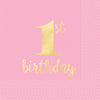Girl's 1st Birthday Small Pink Hot Stamped Napkins 16pk