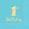 Boy's 1st Birthday Small Blue Hot Stamped Napkins 16pk