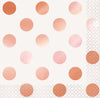 Small 16PK Rose Gold Foil Dots Napkins / Serviettes