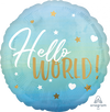 Hello World Blue Baby Boy 45cm Standard Foil Balloon