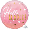 Hello World Pink Baby Girl 45cm Standard Foil Balloon