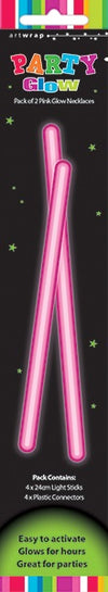 Glow In The Dark Glow Sticks Necklace Party Favors -Pink
