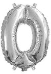 Silver "0"-"9"  Numbers 35cm Foil Balloons Air Filled Only
