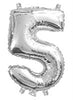 Silver "0"-"9"  Numbers 35cm Foil Balloons Air Filled Only