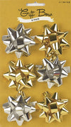 6PK Mini Star Gift Bow - Gold & Silver