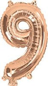 Rose Gold "0"-"9"  Numbers 35cm Foil Balloons Air Filled Only