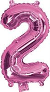 Pink "0"-"9"  Numbers 35cm Foil Balloons Air Filled Only
