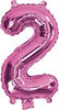 Pink "0"-"9"  Numbers 35cm Foil Balloons Air Filled Only