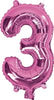Pink "0"-"9"  Numbers 35cm Foil Balloons Air Filled Only