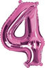 Pink "0"-"9"  Numbers 35cm Foil Balloons Air Filled Only