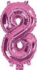 Pink "0"-"9"  Numbers 35cm Foil Balloons Air Filled Only