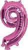Pink "0"-"9"  Numbers 35cm Foil Balloons Air Filled Only