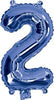 Blue "0"-"9"  Numbers 35cm Foil Balloons Air Filled Only