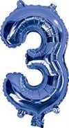 Blue "0"-"9"  Numbers 35cm Foil Balloons Air Filled Only