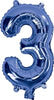 Blue "0"-"9"  Numbers 35cm Foil Balloons Air Filled Only
