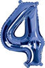 Blue "0"-"9"  Numbers 35cm Foil Balloons Air Filled Only