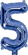 Blue "0"-"9"  Numbers 35cm Foil Balloons Air Filled Only