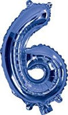 Blue "0"-"9"  Numbers 35cm Foil Balloons Air Filled Only