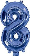 Blue "0"-"9"  Numbers 35cm Foil Balloons Air Filled Only