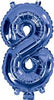Blue "0"-"9"  Numbers 35cm Foil Balloons Air Filled Only
