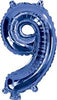 Blue "0"-"9"  Numbers 35cm Foil Balloons Air Filled Only