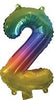 Rainbow "0"-"9"  Numbers 35cm Foil Balloons Air Filled Only