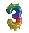 Rainbow "0"-"9"  Numbers 35cm Foil Balloons Air Filled Only