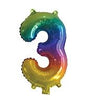 Rainbow "0"-"9"  Numbers 35cm Foil Balloons Air Filled Only