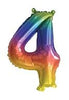 Rainbow "0"-"9"  Numbers 35cm Foil Balloons Air Filled Only